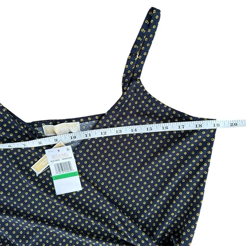 Michael Kors NWT Women's Pattern Side-Tie Sleeveless Navy Gold Jumpsuit Large